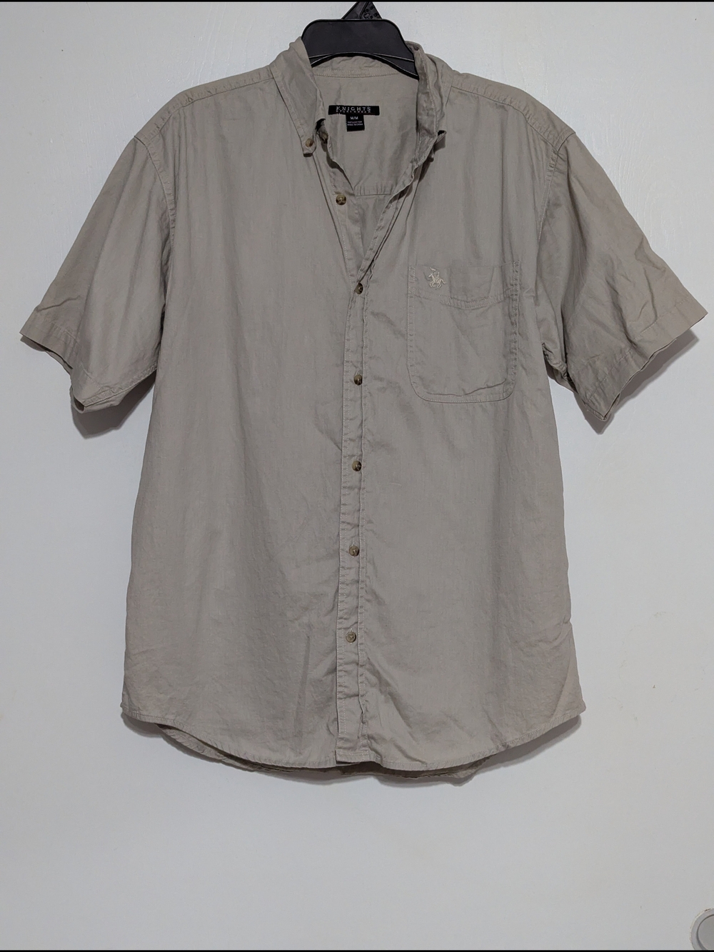 Short-Sleeve Casual Button-Down Shirt in Light Khaki